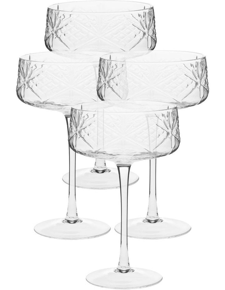 Jonnie Coupe Glass Set Of 4 in Traditional Clear