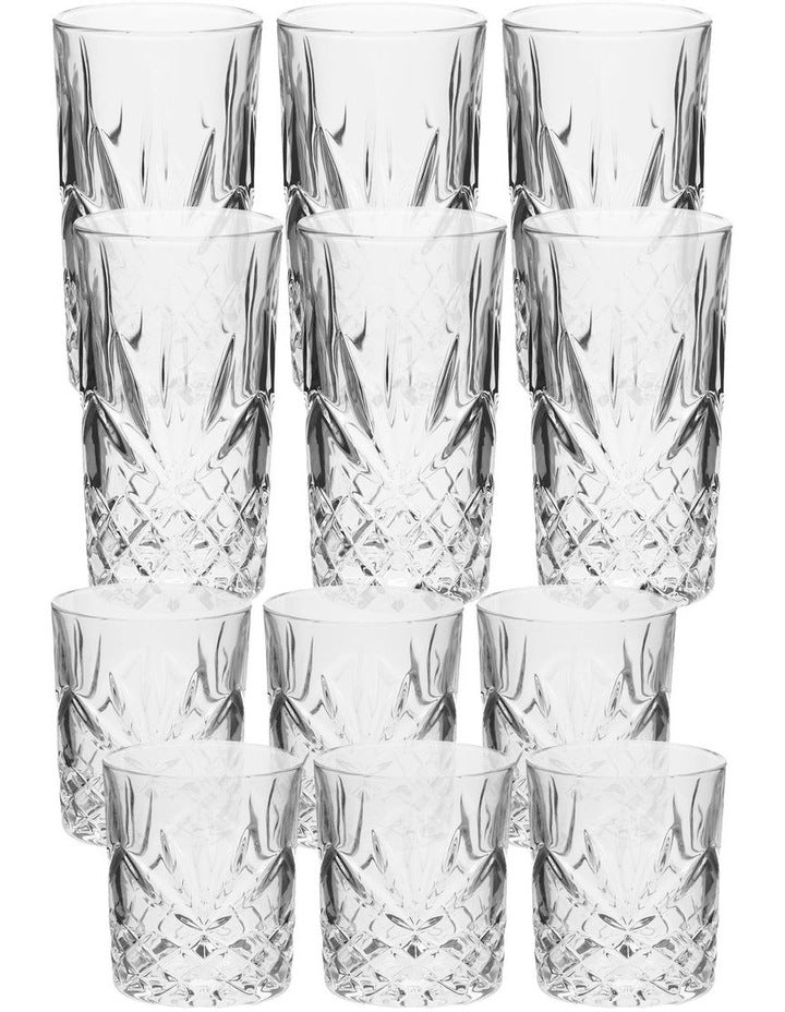Jonnie Glass Set Of 12 in Traditional Clear