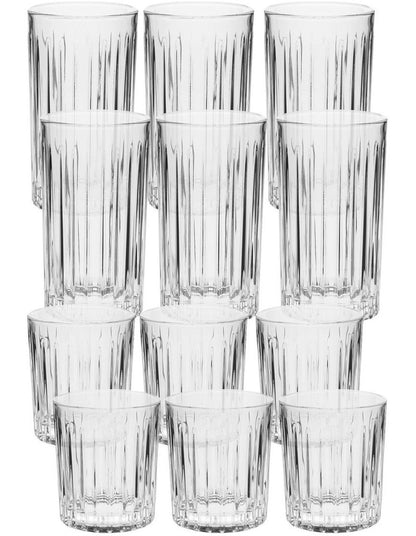 Jonnie Glass Set Of 12 in Linear Clear