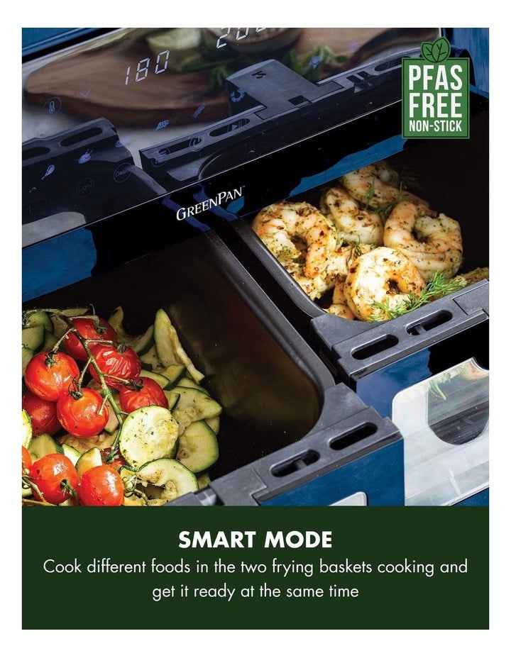 Bistro XXL Dual Zone Air Fryer in Oxford Blue PFAS-free ceramic non-stick