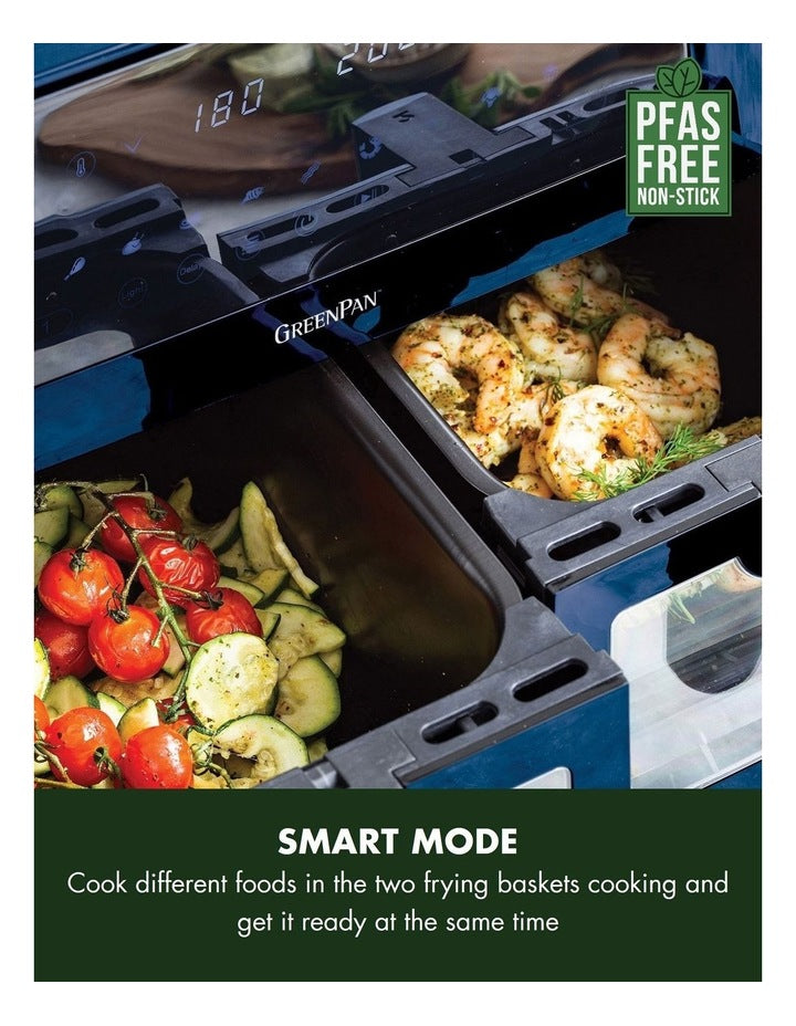 Bistro XXL Dual Zone Air Fryer in Oxford Blue PFAS-free ceramic non-stick