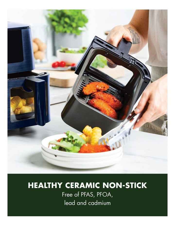 Bistro XXL Dual Zone Air Fryer in Oxford Blue PFAS-free ceramic non-stick