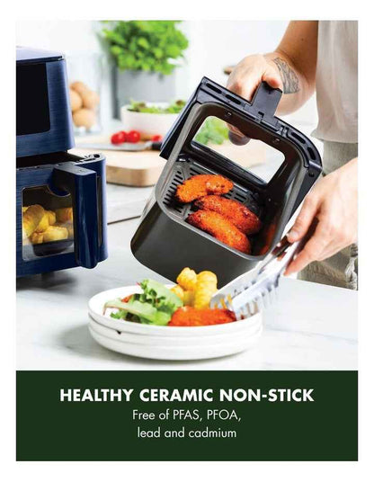 Bistro XXL Dual Zone Air Fryer in Oxford Blue PFAS-free ceramic non-stick