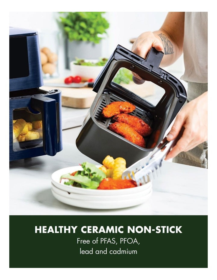 Bistro XXL Dual Zone Air Fryer in Oxford Blue PFAS-free ceramic non-stick