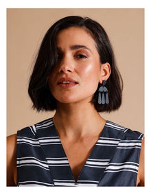 Multi Shapes Drop Earring in Navy