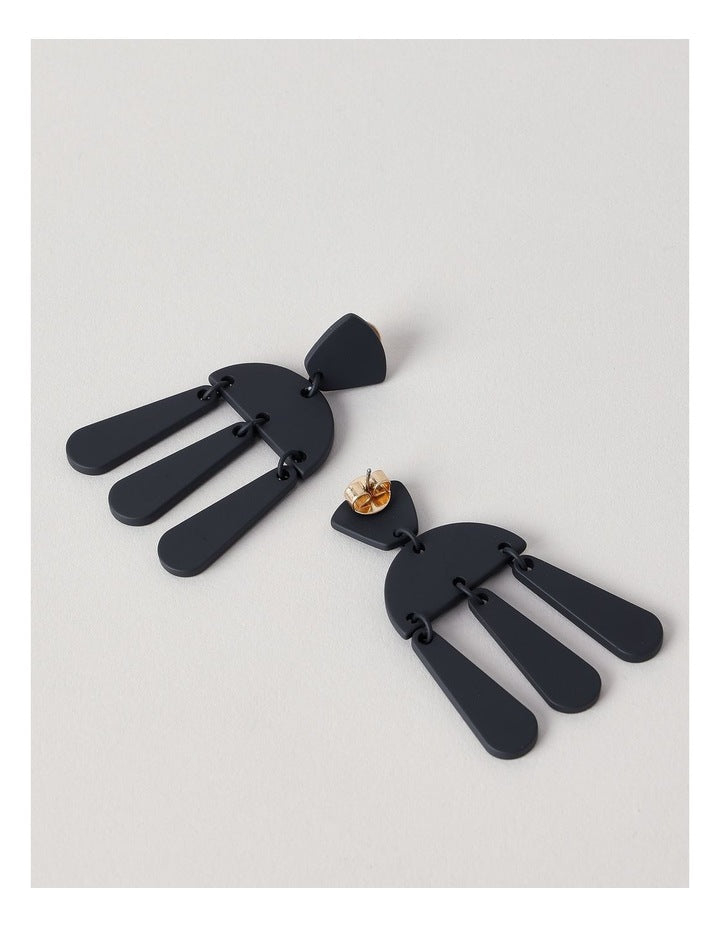Multi Shapes Drop Earring in Navy