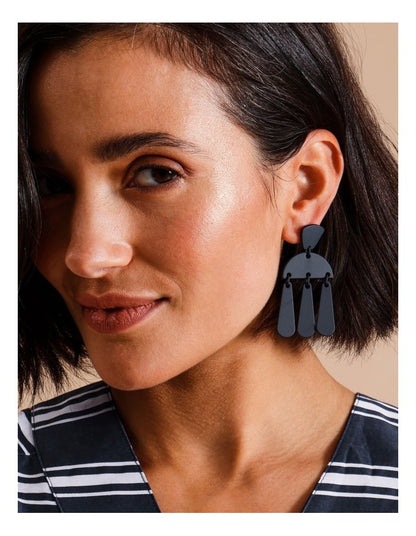 Multi Shapes Drop Earring in Navy