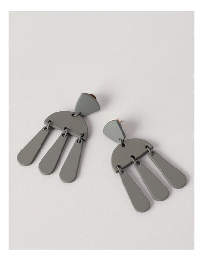 Multi Shapes Drop Earring in Grey