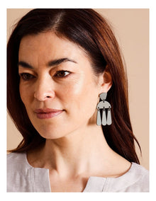 Multi Shapes Drop Earring in Grey