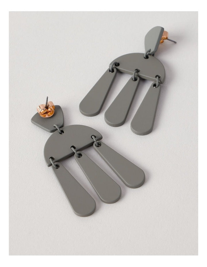 Multi Shapes Drop Earring in Grey