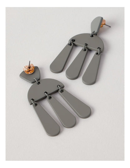 Multi Shapes Drop Earring in Grey