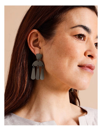 Multi Shapes Drop Earring in Grey