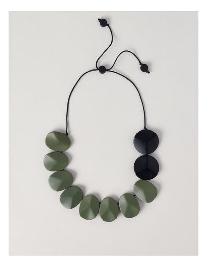 Wood Statement Necklace in Green