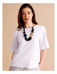 Wood & Metal Bead Necklace in Black