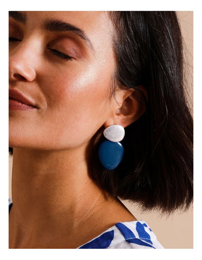 Solid Triangular Drop Earring in Blue