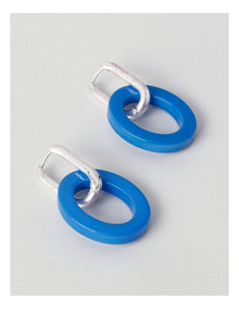 Oval Double Link Earring in Blue