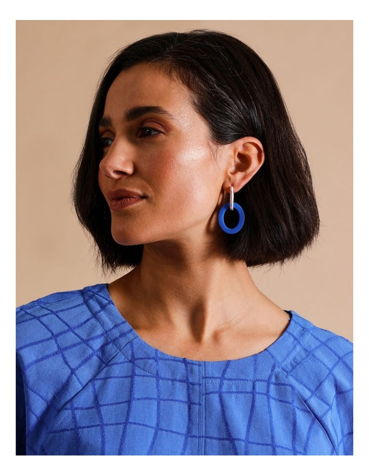 Oval Double Link Earring in Blue
