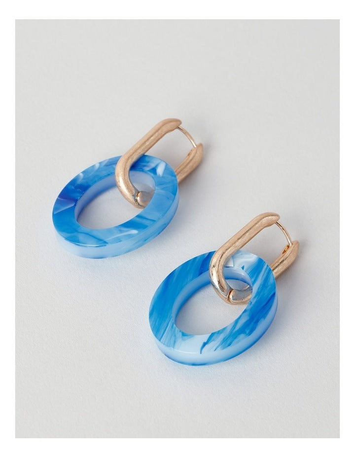 Oval Double Link Earring in Blue