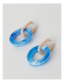Oval Double Link Earring in Blue