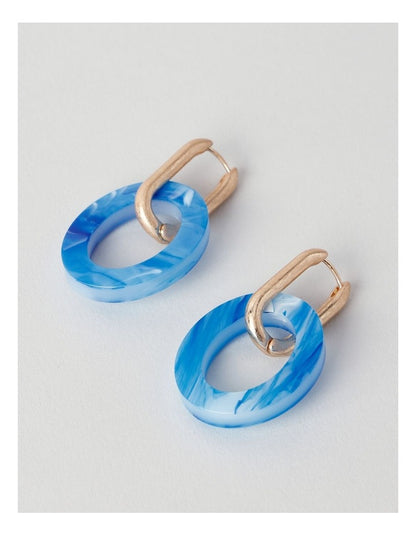 Oval Double Link Earring in Blue