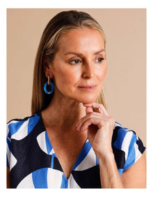 Oval Double Link Earring in Blue