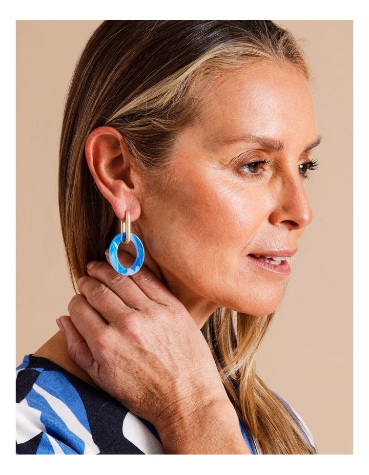 Oval Double Link Earring in Blue