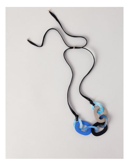 Multi Resin Link Necklace in Blue