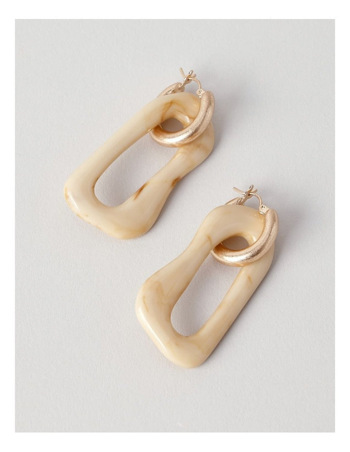 Irregular Hoop Drop Natural Earring in Natural