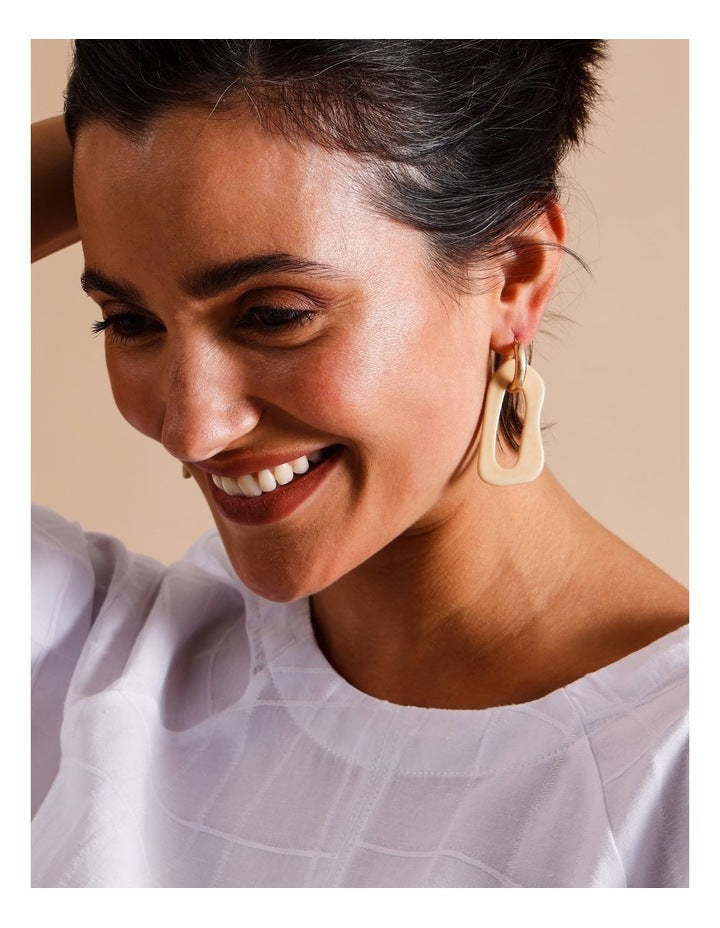 Irregular Hoop Drop Natural Earring in Natural