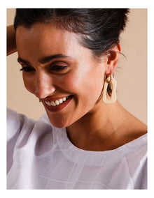 Irregular Hoop Drop Natural Earring in Natural
