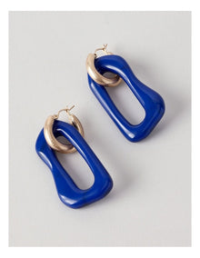 Irregular Hoop Drop Earring in Blue