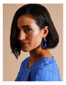 Irregular Hoop Drop Earring in Blue