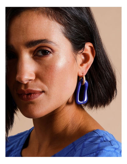 Irregular Hoop Drop Earring in Blue