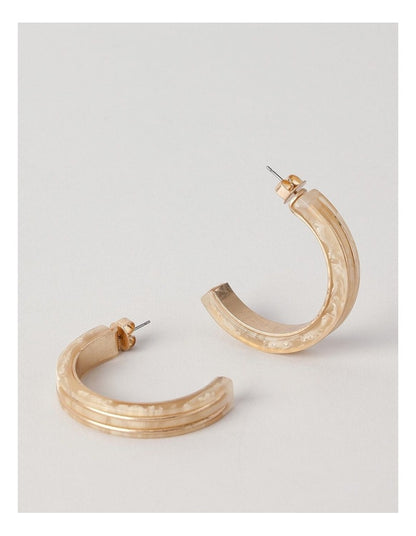 Half Hoop With Metal Earring in Natural
