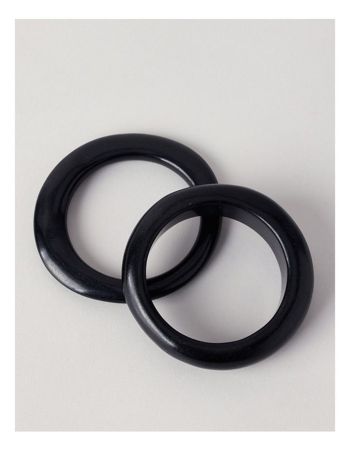 Statement Bangle 2Pk Bangle in Black