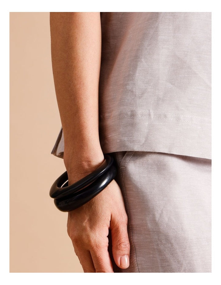 Statement Bangle 2Pk Bangle in Black