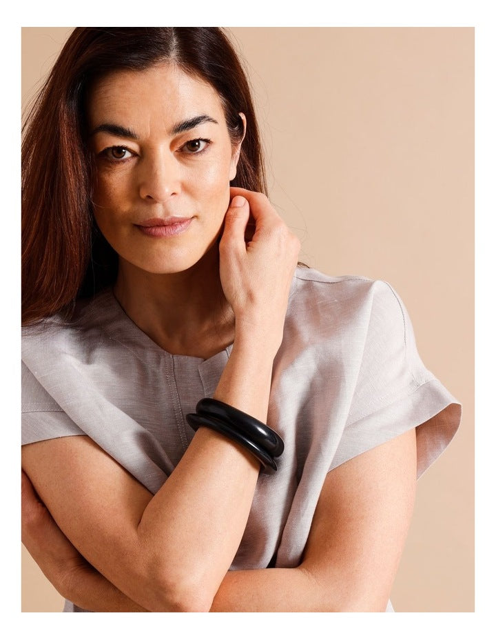 Statement Bangle 2Pk Bangle in Black