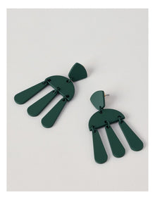 Multi Shapes Drop Earring in Dark Green
