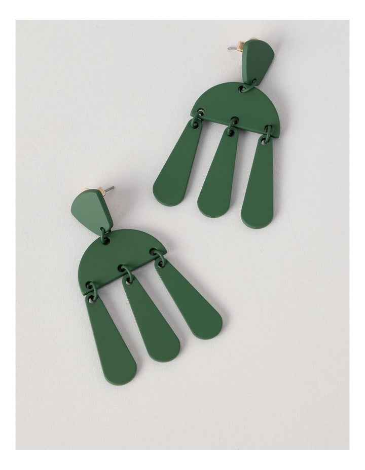 Multi Shapes Drop Earring in Green