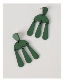 Multi Shapes Drop Earring in Green