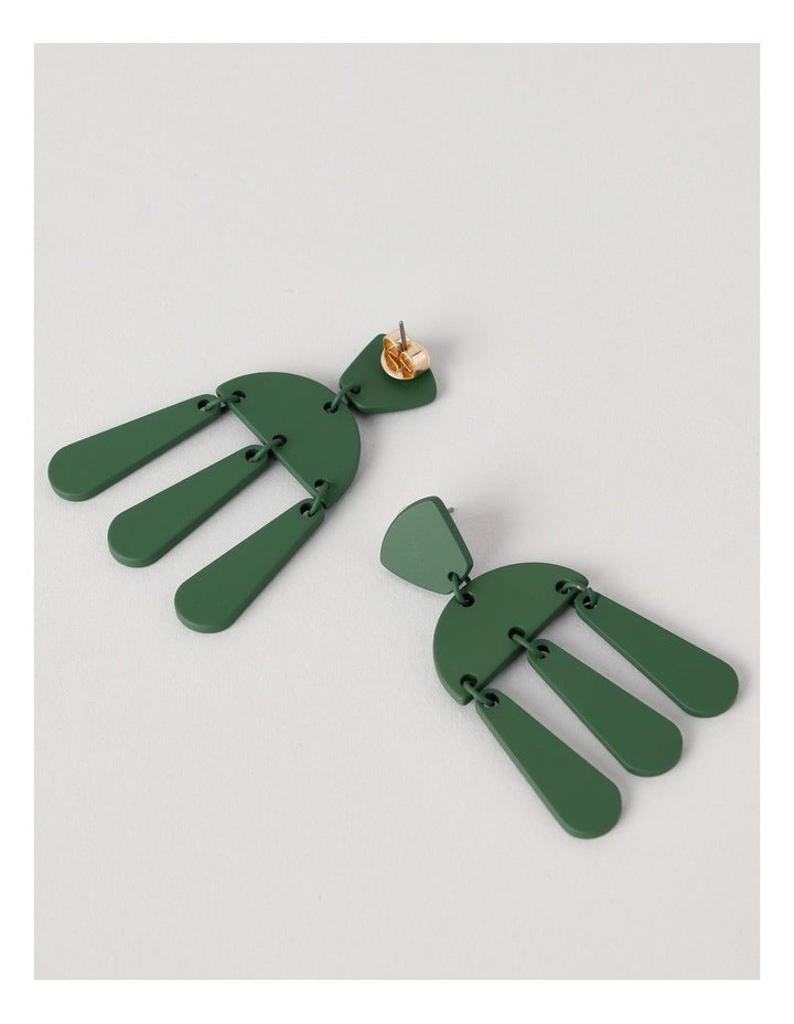 Multi Shapes Drop Earring in Green