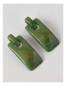 Rectangular Drop Earring in Green