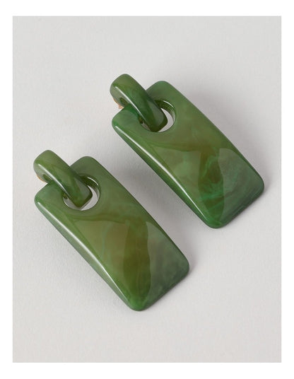 Rectangular Drop Earring in Green