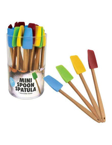 Mini Silicone Spoon Spatula With Wood Handle in Multi