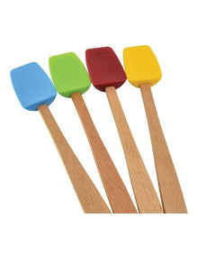 Mini Silicone Spoon Spatula With Wood Handle in Multi