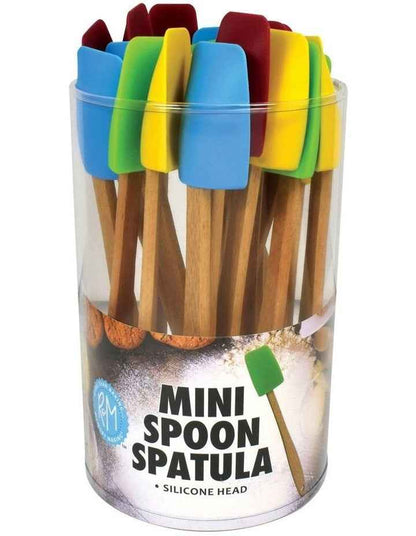 Mini Silicone Spoon Spatula With Wood Handle in Multi