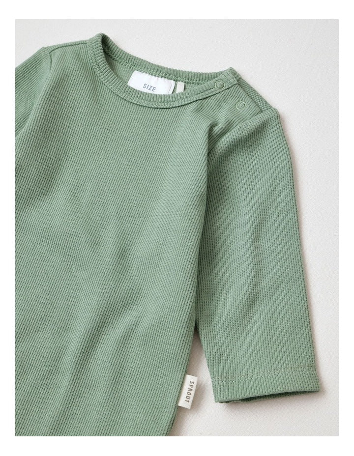 Essential Ribbed Bodysuit in Green
