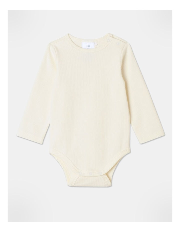 Essential Ribbed Bodysuit in Bone