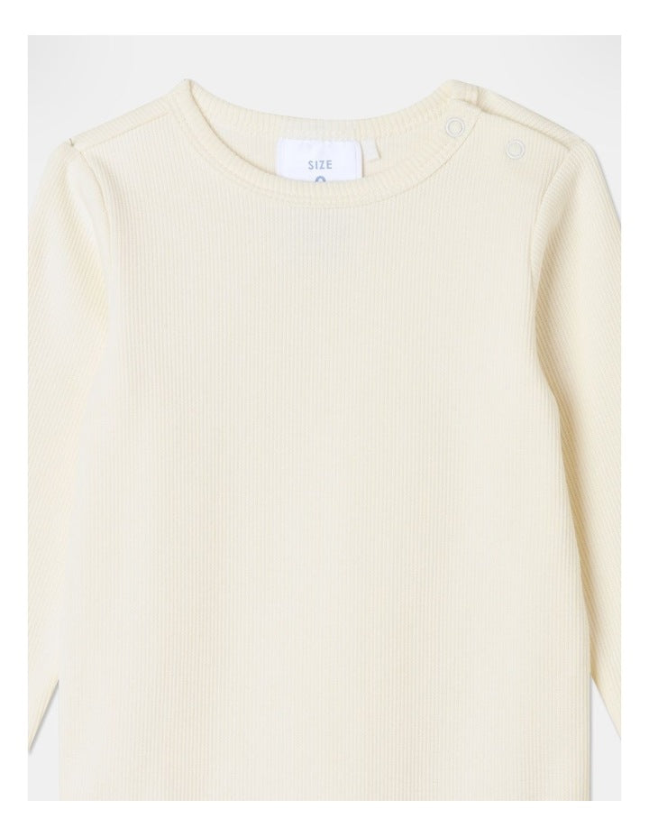 Essential Ribbed Bodysuit in Bone