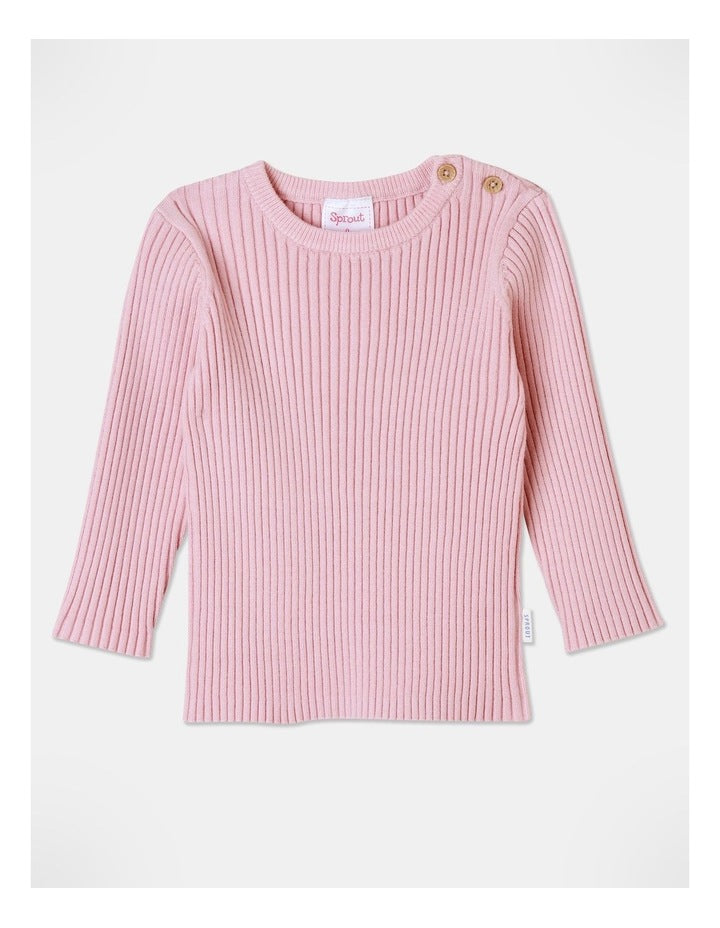 Essential Rib Jumper in Baby Pink